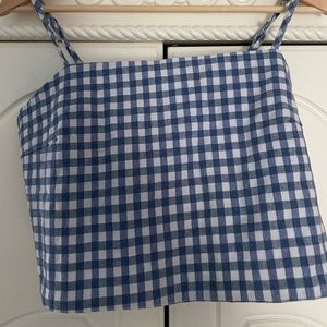 brandy melville blue gingham tie top